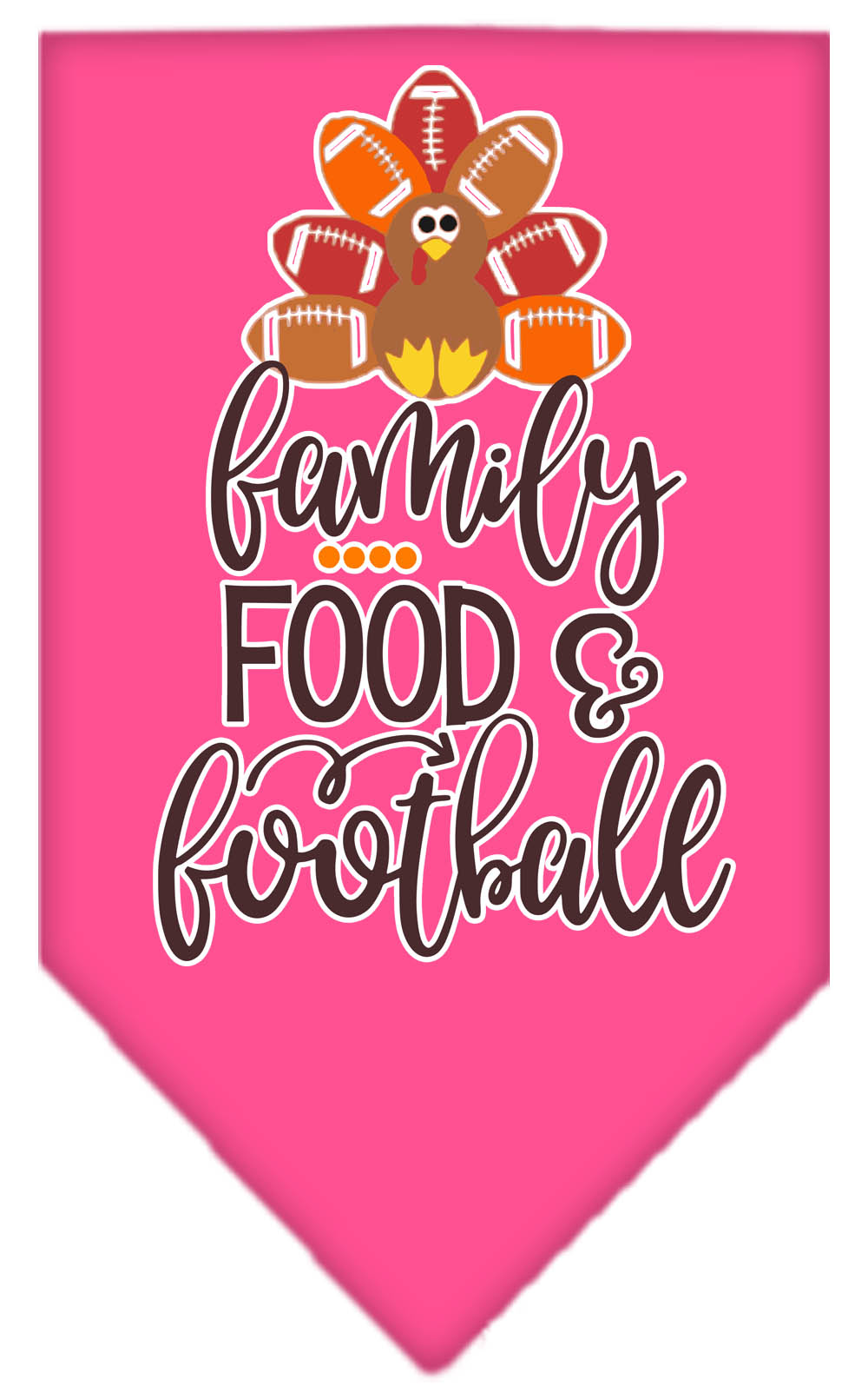 Family, Food, and Football Screen Print Bandana Bright Pink Large